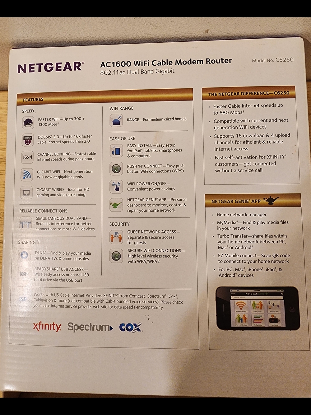 Netgear Nighthawk 6250 Cable Modem Router AC1600 Wi-Fi DOCSIS 3.0 - Picture 10 of 12
